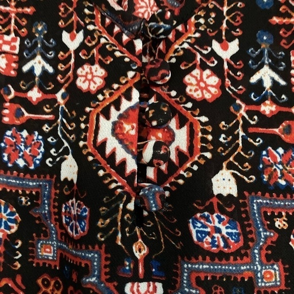 Willi Smith Flowy Patterned V-Neck Blouse - Size S" - Picture 4 of 7